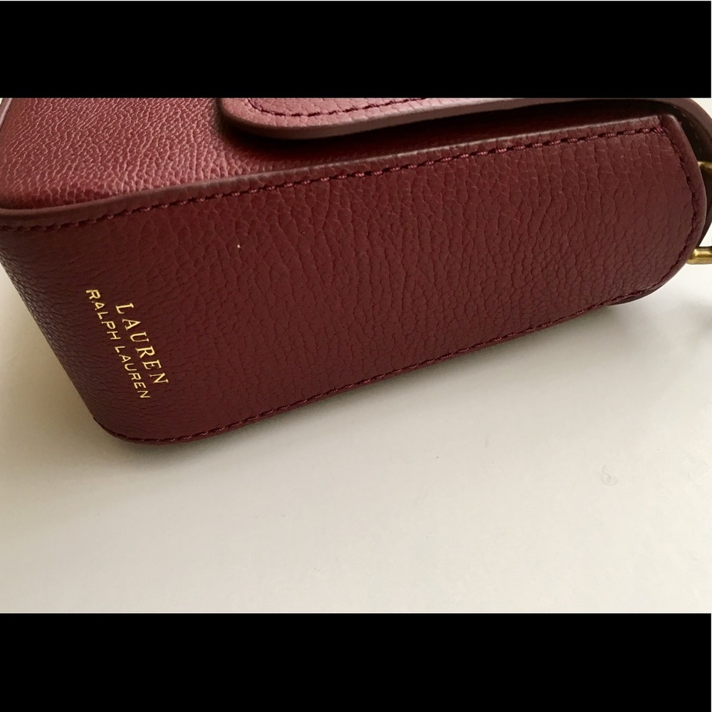 Leather Bag Cross Body Ralph Lauren small bag Envelope Style Bag Red wine color - Picture 12 of 16